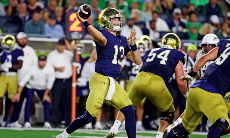 Notre Dame vs. Arkansas predijo que las probabilidades, líneas, tiempo: 2025 Semana 5 Universidad de fútbol elegida según el modelo probado
