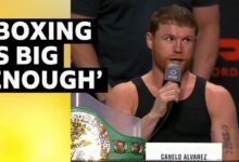 Canlo vs Crawford: Álvarez interrumpe la presentación para proteger el boxeo.