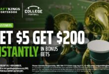 Use el código de promoción de DraftKings para seleccionar NFL el jueves: Obtenga $ 200 para apostar en un bono utilizando paquetes para cubrir TNF.