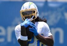ACTUALIZACIÓN ACTUALIZACIÓN DE LISIÓN NAJEE HARRIS: RB Charger se elimina para el contacto, con la esperanza de jugar 1 semana en comparación con los líderes después del daño ocular