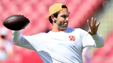 Lesión de Baker Mayfield: Buccaneers QB (bíceps) que sospecha, pero “debería estar bien” para la cuarta semana enfrentando con águilas.