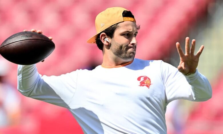 Lesión de Baker Mayfield: Buccaneers QB (bíceps) que sospecha, pero “debería estar bien” para la cuarta semana enfrentando con águilas.