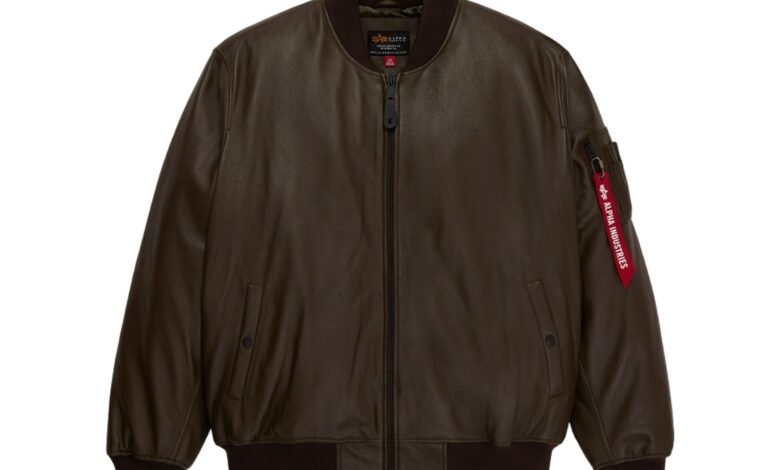 Chaqueta de vuelo de cuero ma-1 de alfa industrias