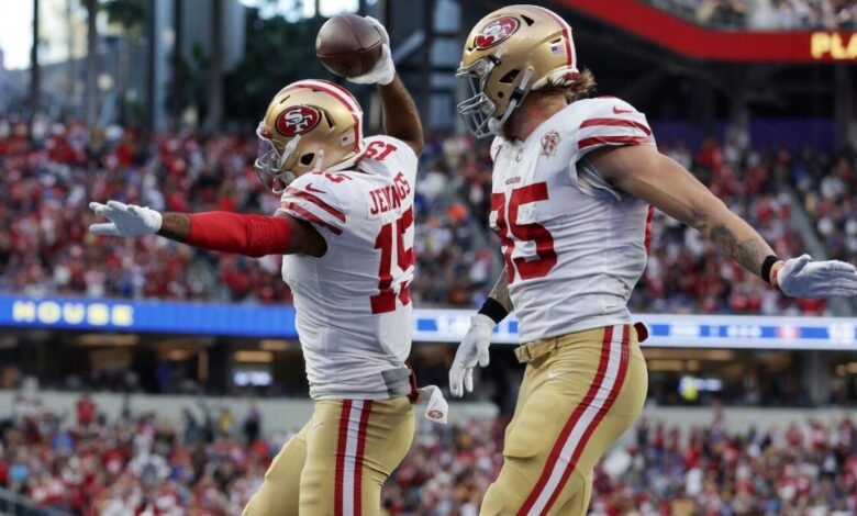 George Kits de 49ers y Jauan Jennings para recibir el MRI firmaron al Kendrick Bourne sobre la mesa. George Kits de 49ers y Jauan Jennings para recibir el MRI firmaron al Kendrick Bourne sobre la mesa.