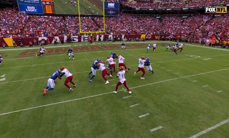Jayden Daniels encuentra a Zach Ertz para TD de siete yardas, dando a los comandantes un liderazgo temprano sobre los gigantes | Lo más destacado de la NFL