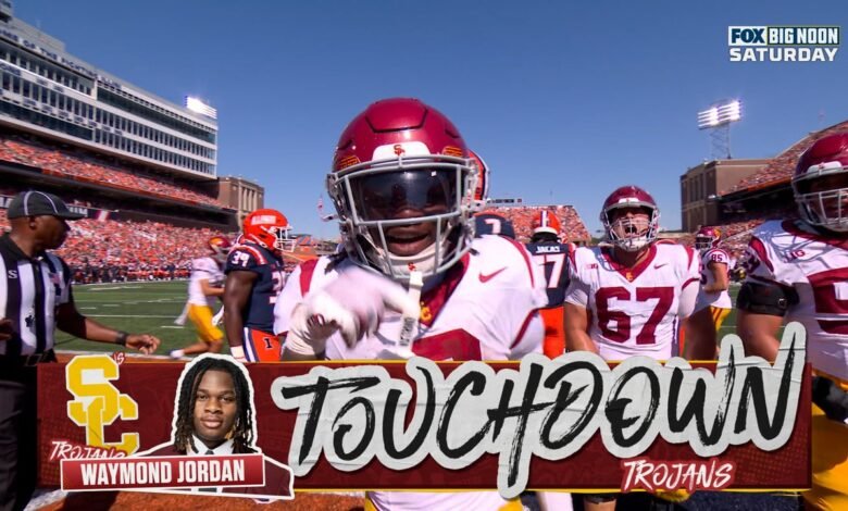 Waymond Jordan de la USC se apresuró a encontrar un patio para empatar el juego con Illinois.