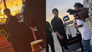Shah rukh khan king set está quemando todo el arma en esta imagen