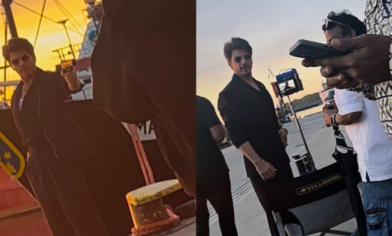 Shah rukh khan king set está quemando todo el arma en esta imagen