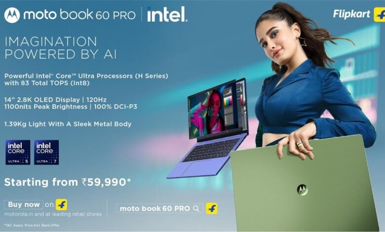 Motorola lanza Moto Book 60 Pro Running Intel Core Ultra Processors en India Motorola lanza Moto Book 60 Pro Running Intel Core Ultra Processors en India