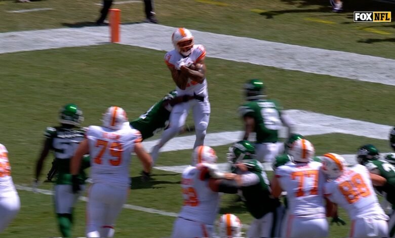 Baker Mayfield lanza TD 5 yardas a Mike Evans, convirtiendo a Buccaneerders en el líder de Jets | Lo más destacado de la NFL.
