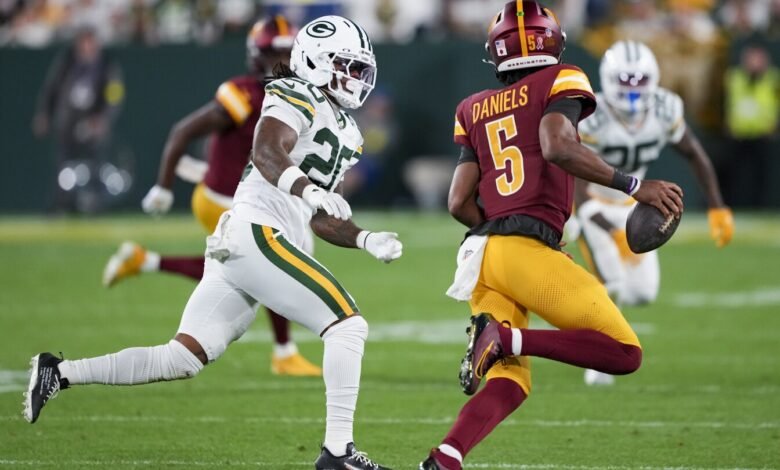 La eliminación de Jayden Daniels, Terry McLaurin para los domingos en comparación con Falcons