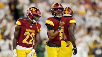 TD TD de Jayden Daniels recibió al comandante dentro de 17-10.