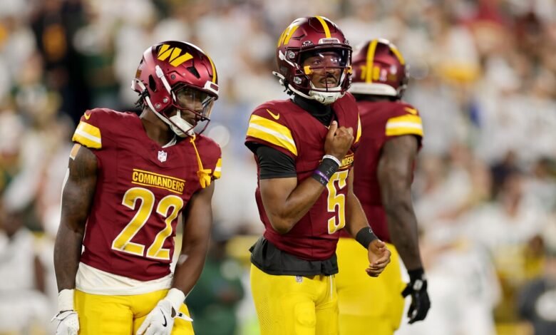 TD TD de Jayden Daniels recibió al comandante dentro de 17-10.