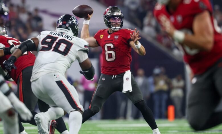 Baker Mayfield: Incluso con lesiones, los Buccaneers tienen una línea ofensiva muy buena
