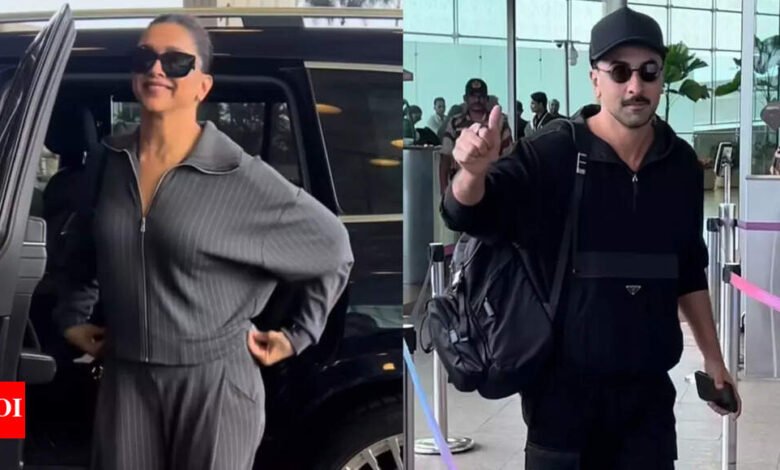 Deepika Padukone y Ranbir Kapoor se reunieron, comparten dulces abrazos y buggy Journey al aeropuerto de Mumbai: Fotos | Noticias de la película hindi