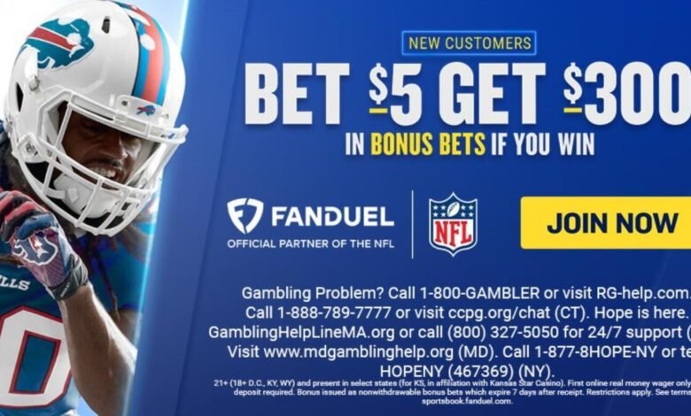 Utilice el código de promoción FanDuel y obtenga un bono de apuestas de 0 en Bills-Falcons, Bears-Commanders en Monday Night Football Utilice el código de promoción FanDuel y obtenga un bono de apuestas de 0 en Bills-Falcons, Bears-Commanders en Monday Night Football