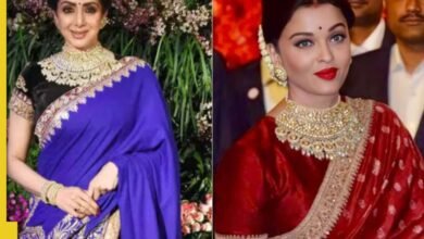 Sridevi Cuando los regalos de la tradición del sur de la India ish Shawaria Rai Bachchan Polki Collar, que llevaba …