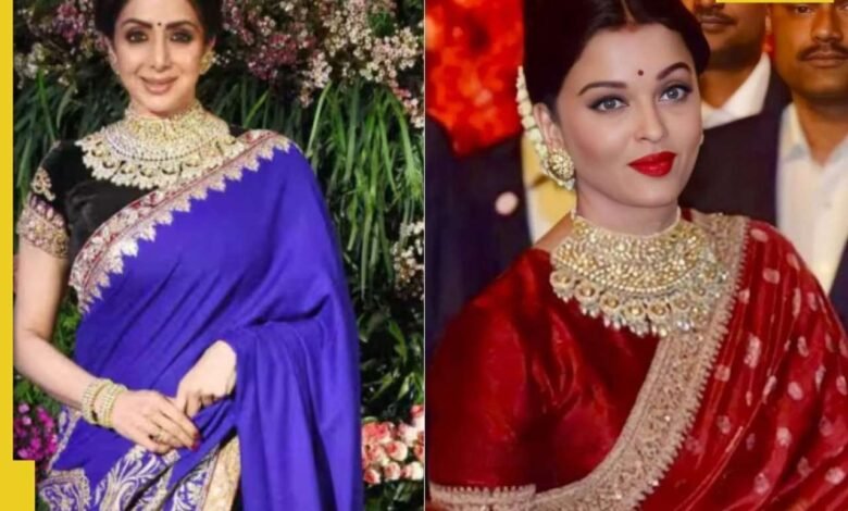Sridevi Cuando los regalos de la tradición del sur de la India ish Shawaria Rai Bachchan Polki Collar, que llevaba …