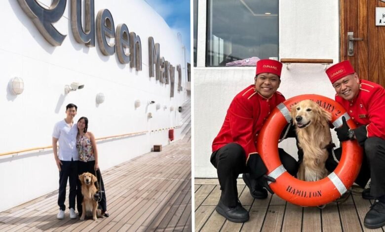La mujer trasladó a su perro de Nueva York a Londres en Cunard Queen Mary 2 Cruise.
