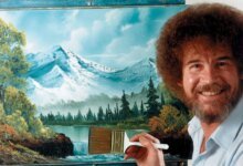 Los 30 dibujos de Bob Ross serán subastados para apoyar la televisión pública.