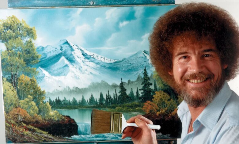 Los 30 dibujos de Bob Ross serán subastados para apoyar la televisión pública.