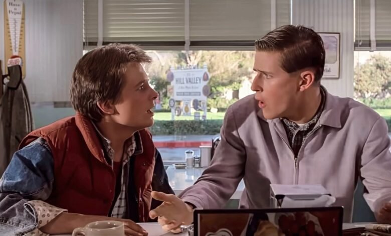 Michael J. Fox en “Friction” de Crispin Glover durante ‘Regreso al futuro’ Michael J. Fox en “Friction” de Crispin Glover durante ‘Regreso al futuro’