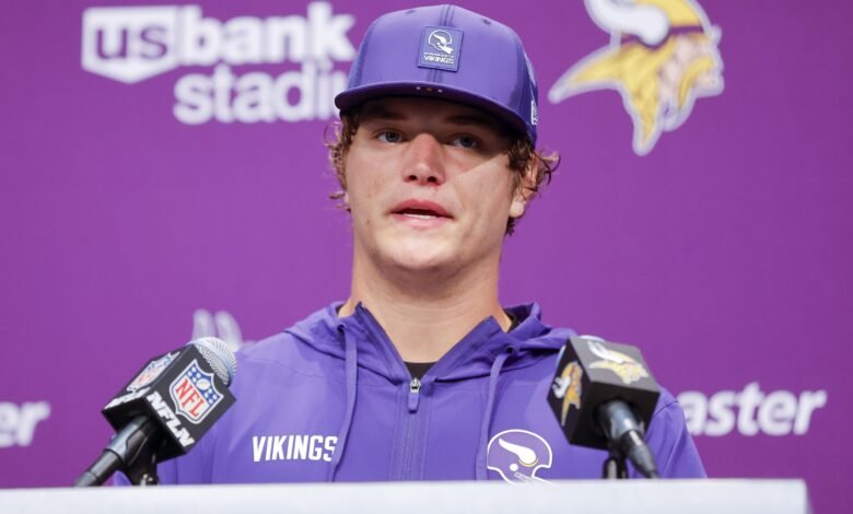JJ McCarthy de los Vikings dice que el tobillo aún no está ‘al 100%’ y da un cronograma de recuperación de la lesión JJ McCarthy de los Vikings dice que el tobillo aún no está ‘al 100%’ y da un cronograma de recuperación de la lesión