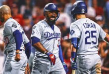 Teoscar Hernández HR HR eleva a los Dodgers al Juego 1 de NLDS gana a los Filis.