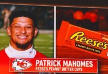 Patrick Mahomes = ¿Taza de mantequilla de maní de Reese? Emparejar QB con dulces de Halloween