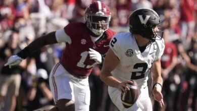 Alabama Silent Diego Pavia como Brash Vanderbilt QB está comprometido con los ingresos de Backbreaking in Crimson Tide Win