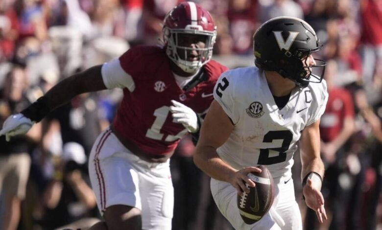Alabama Silent Diego Pavia como Brash Vanderbilt QB está comprometido con los ingresos de Backbreaking in Crimson Tide Win