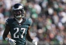 Quinyon Mitchell y Landon Dickerson tuvieron una participación limitada en la práctica del miércoles.