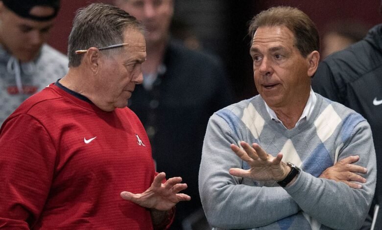 Bill Belichick, Nick Saban Exchange elogios después de las revisiones del viernes de Saban sobre Mac Jones