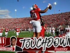 Fernando Mendoza encontró a Holden Staes para un touchdown de 2 yardas, ampliando la ventaja de Indiana sobre Wisconsin