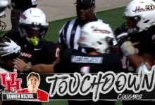 Conner Weigman encontró a Tanner Koziol para un touchdown de 3 yardas para reducir el déficit de Houston contra West Virginia.