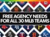 Agencia libre de la MLB: mayores necesidades para los 30 equipos