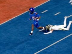 El padre Gaines corrió para un touchdown de 3 yardas, dándole a Boise State la ventaja sobre Colorado State.