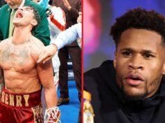 Devin Haney reacciona cuando Ryan García se convierte en campeón mundial con la victoria dominante de Barrios
