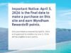 El portal de compras de Wyndham Rewards cerrará el 4/4/26