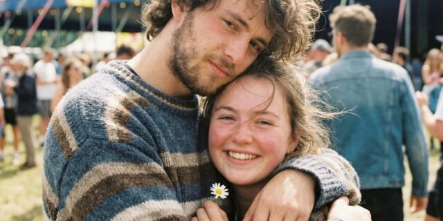 2026-01-22-Couple-Embracing-At-Outdoor-Festival-Holding-Daisy-Flower-Candid-Film-Photography-Joyful.jpeg
