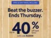 Ahorre hasta un 40% en tarifas base (y vuelos de premio) con el código promocional BUZZER