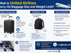 ¿Cuál es el límite de peso y tamaño del equipaje de mano de United Airlines?